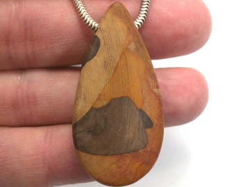 DVH NW Petrified Wood Matte Finish Bead Pendant Oregon 44x24x9 (5376)