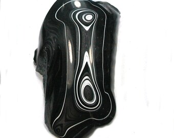 DVH Black Fordite Crown of Silver Sheen Polished Face Specimen (4837)