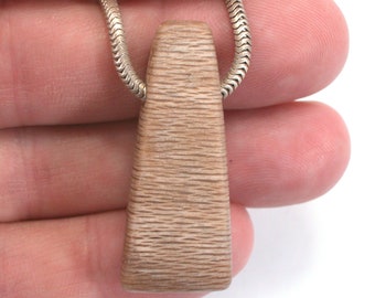 DVH Petrified Sycamore Wood Matte Bead Pendant Badger Pocket WA 44x16x9 (5255)