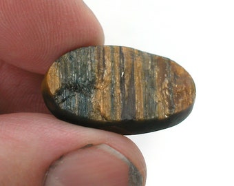 DVH Natural Surface Hawks Eye Tigereye Variegated Cabochon 26x15x5 (2508)