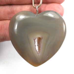 DVH Druzy Quartz Brazilian Agate Heart Pendant Drusy 48x45x11mm (5590)
