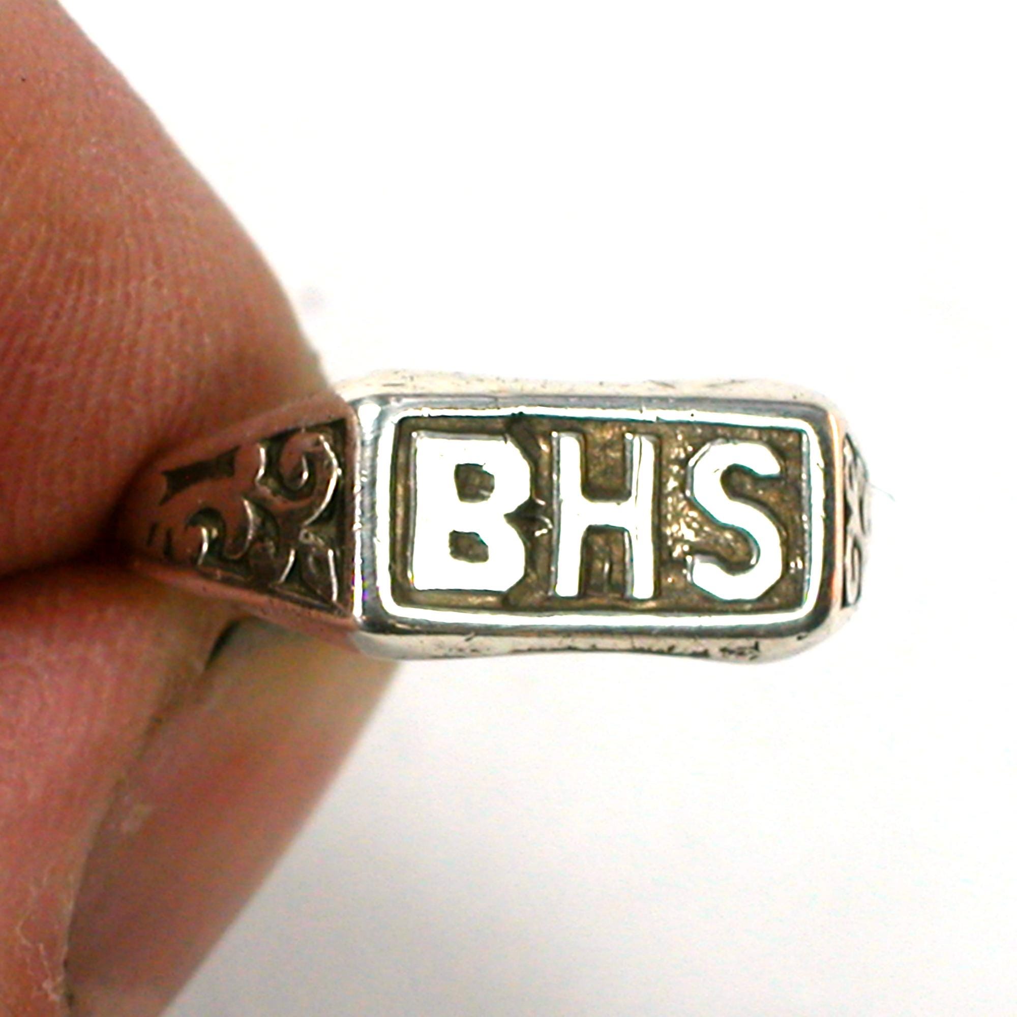BHS バーバートン高校アンティーククラスリング スターリングシルバー サイズ 5 (5800)
