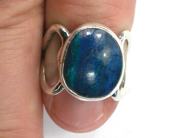 DVH sz 4 Azurite Sterling Heart Ring Made by Me for Mom! (5693)