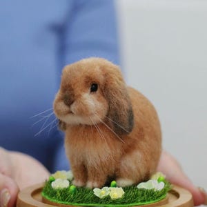 Custom Needle Felted Rabbit Figurine, Handmade Wool Bunny Sculpture, Realistic Bunny Memorial Gift, Custom 3D Pet Portrait
