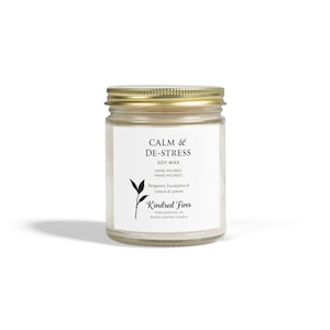 Calm & De-Stress Scented Candles - Relaxing Aromatherapy, Home Spa Gift, Self-Care, Meditation, Eco-Friendly Decor