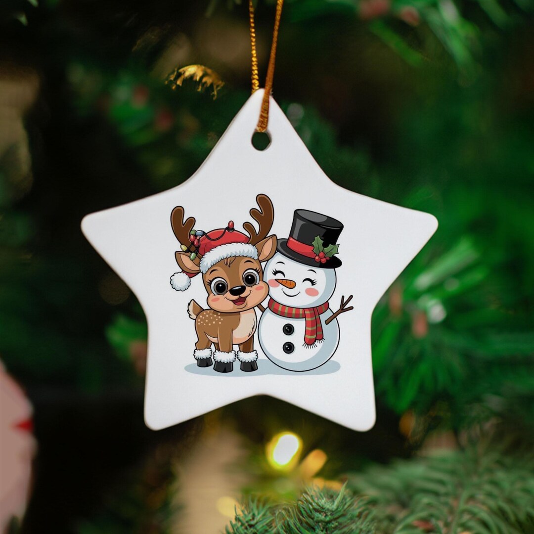 Buffalo Plaid Christmas Ornament – Santa, Rudolph & Snowman Ceramic ...