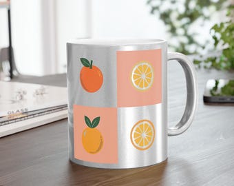 Metallic Travel Mug: Silver or Gold Coffee Cup, Unique Drinkware