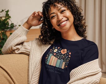 Blumen Bücher T-Shirt, Lesebuch-Liebhaber-Shirt
