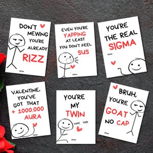 Slang Kids Valentinstag Karte, Gen Alpha Teen Tween Lustig druckbare Klassenzimmer, Digital Valentine, Mittelschule Valentine, Rizz Valentine