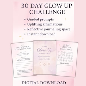 Diario Glow-Up / Reto de autocuidado de 30 días (PDF) / Seguimiento de bienestar y confianza / Planificador imprimible (A4/A5)