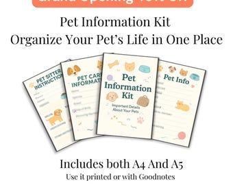 Pet Care Planner PDF | Pet Info Sheets | Emergency, Vet & Med Tracker