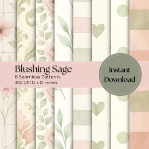 Blush Digitales Papier | Nahtlose Blumenmuster | Hochzeits-Scrapbook-Papier-Bundle | Druckbare JPG-Dateien