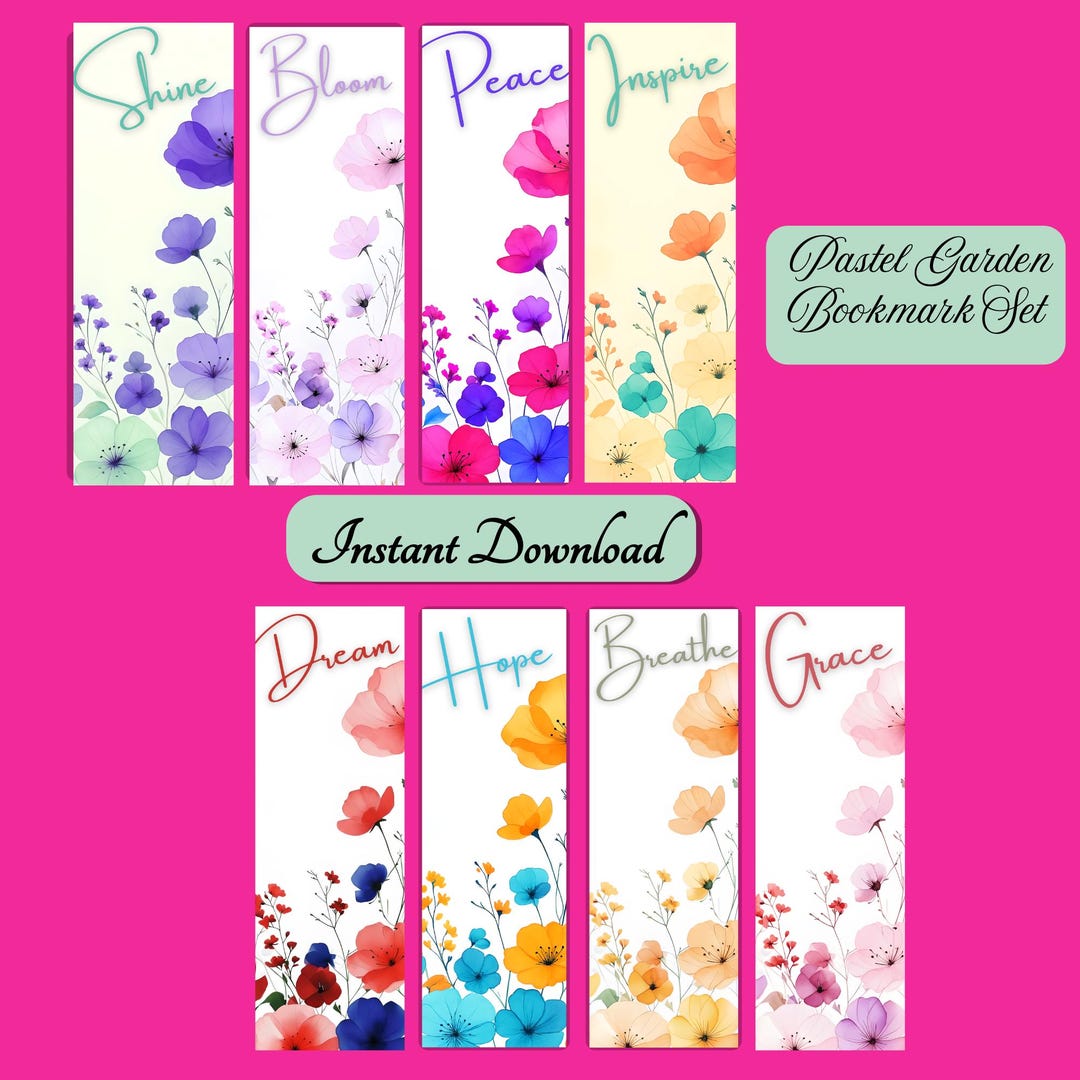 Floral Watercolor Bookmarks | Pastel Flower Set (digital Download) - Etsy
