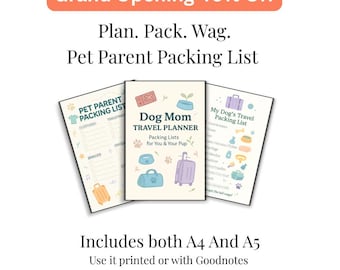 Dog Travel Planner Printable | Pet Packing Checklist & Trip Journal PDF