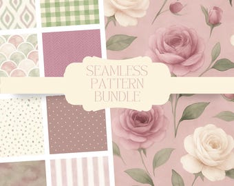 Pakiet cyfrowego papieru ślubnego Mauve Sage, papier do scrapbookingu w stylu boho romans, bezszwowe wzory 12x12, tła JPG do druku, natychmiastowe pobranie
