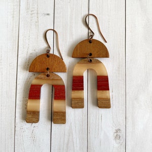 Wood & Resin Striped Kaleidoscope Earrings