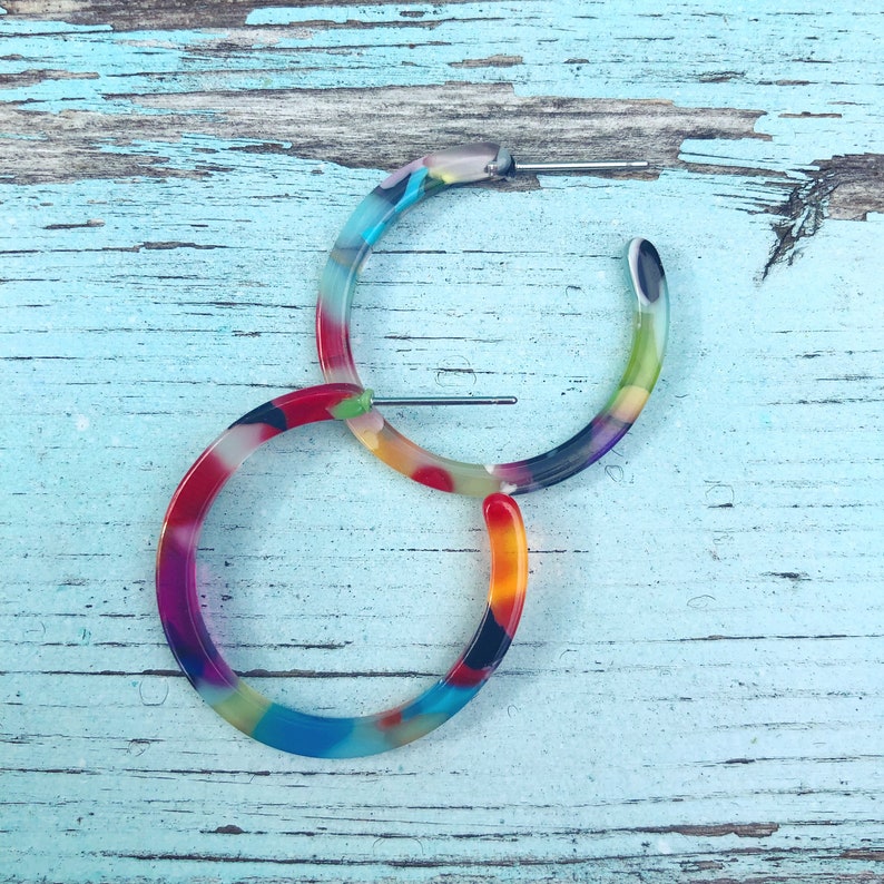 Hoops SMALL Rainbow Multicolor Acetate Hoop Earrings