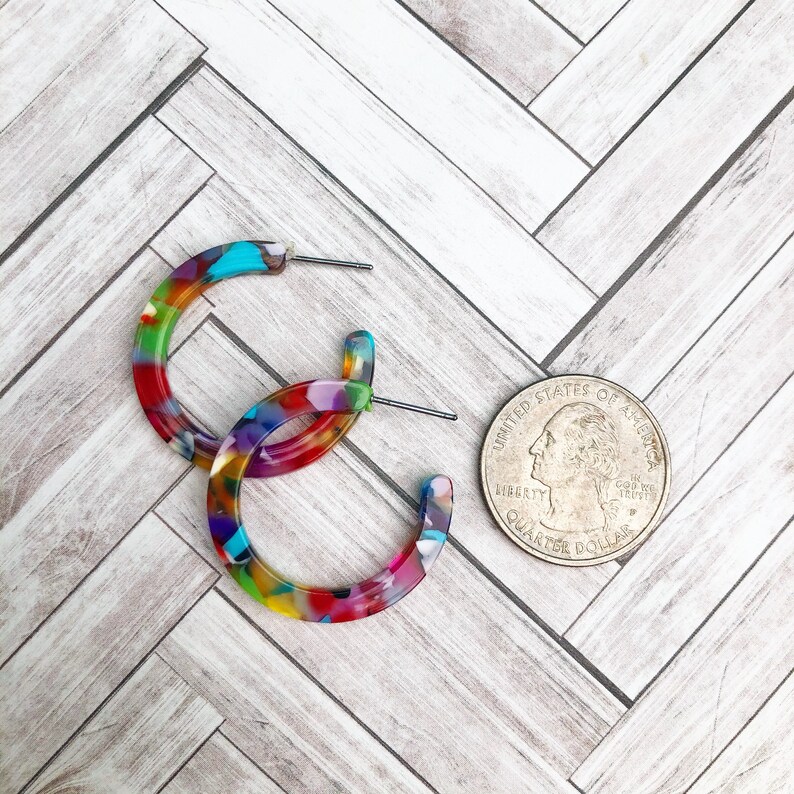 Hoops SMALL Rainbow Multicolor Acetate Hoop Earrings