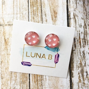 Little Hearts Graphic Earrings in Pink or Turquoise