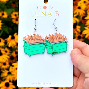 Dumpster Fire Earrings, Trash Earrings, On Fire Earrings, Sh*t Show Earrings
