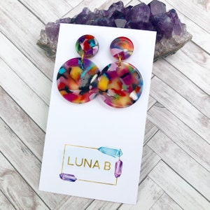 Double Circles in Rainbow Earrings