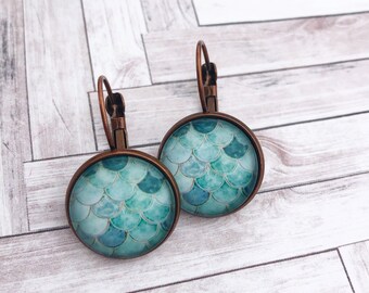 Turquoise Mermaid French Wire Earrings