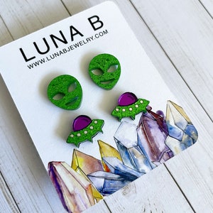 Alien + UFO Stud Earrings Two-Pack