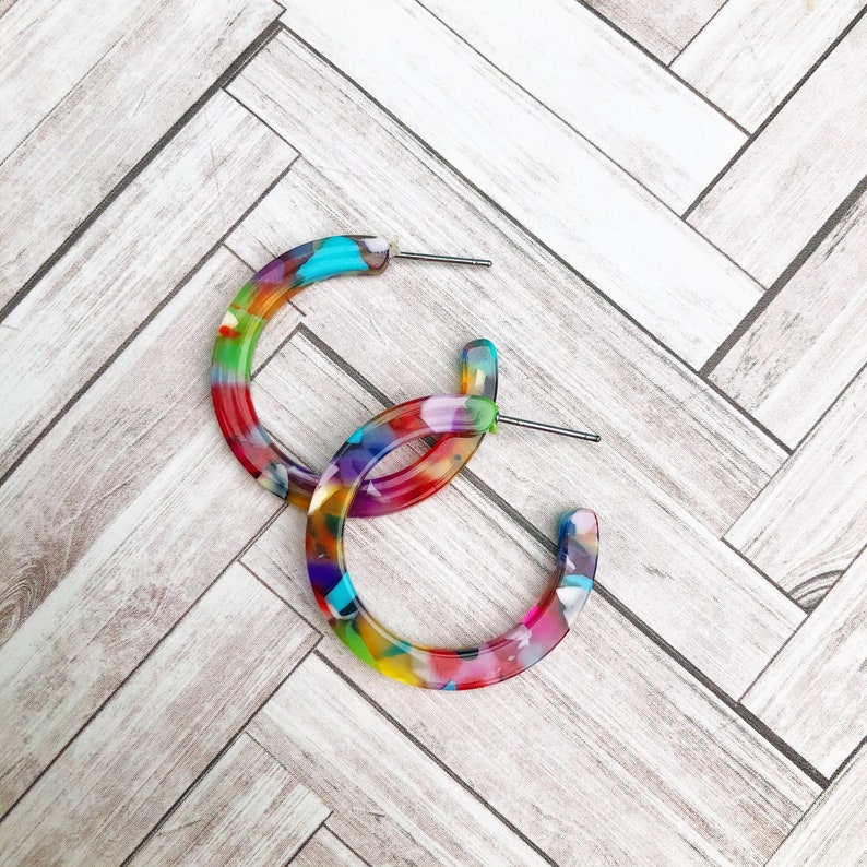 Hoops SMALL Rainbow Multicolor Acetate Hoop Earrings