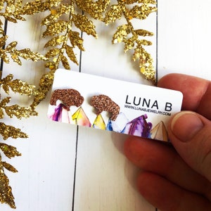 Rose Gold Glitter Buffalo Earrings