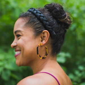 CLEARANCE | Mega Hexagon Tortoise Hoop Earrings