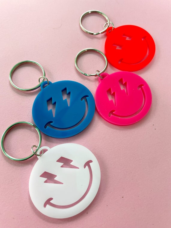 Smiley Face Keychains in Assorted Colors and Designs Etsy
