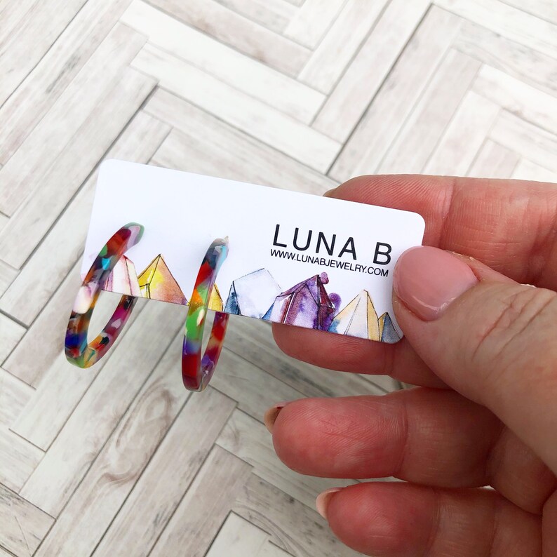 Hoops SMALL Rainbow Multicolor Acetate Hoop Earrings