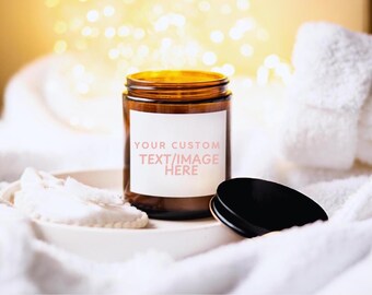 Personalized Candle: Homemade Soy Wax Candle with Custom Text & Image, Handmade Gift for Her, Unique Quotes with Designs