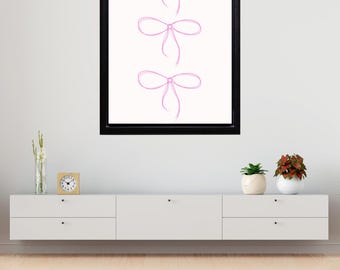 Pink Bow Digital Print | Coquette Aesthetic Wall Art | Bow Drawing | Instant Download | Minimalist Decor