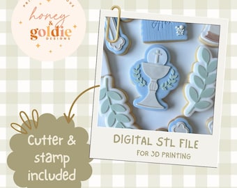 File STL per tagliabiscotti e timbro a forma di calice/font battesimale (download digitale)