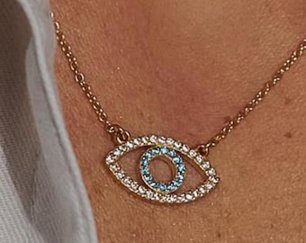 Collier œil protecteur en or, bijou œil protecteur délicat, collier de protection, cadeau pour elle, collier minimaliste en or