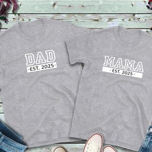 Gildan Comfort Mama and Dad Shirts,  Pregnancy Announcement Shirts, Mothers Day Gift, Gift for New Mom & Dad, Christmas Gift For Mom and Dad