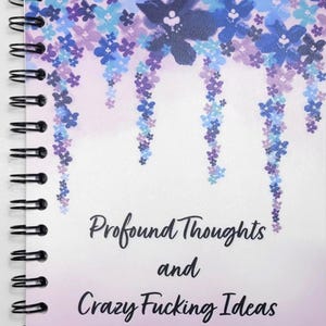 Profound Thoughts Purple Floral Half Size Cursive Notebook