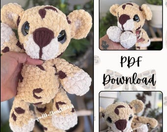 Chip the Cheetah Häkelanleitung | Niedrige Nähen Amigurumi PDF | Dschungeltier Plüsch