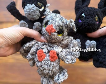 Twilight Trio Häkelanleitungen-Bundle | Fledermaus, Eule, Crow Snugglers (PDF Download)