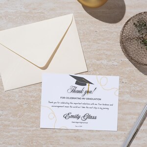 Graduation Acknowledgement Message Simple Graduation Thank You Card Template | Graduation Gratitude Note ...