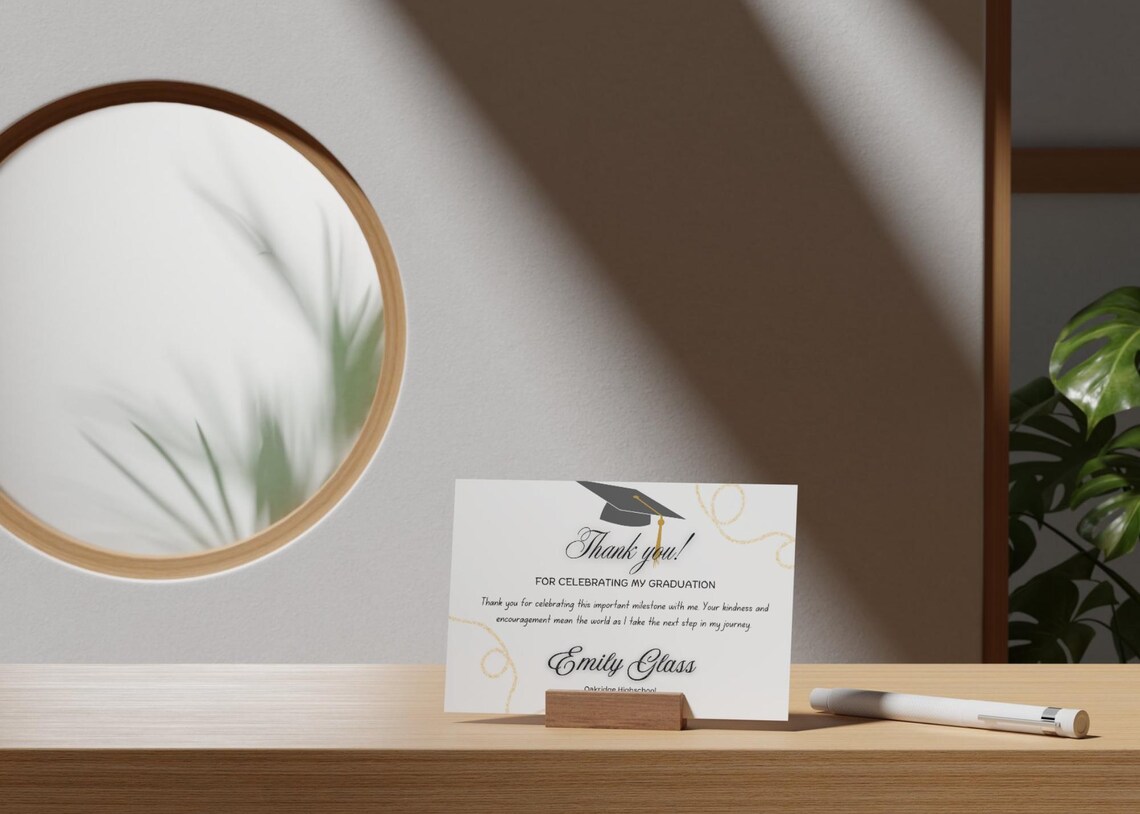 Simple Graduation Thank You Card Template | Graduation Gratitude Note ...