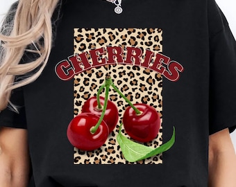 CAMISETA DE CEREZAS, camiseta divertida para novia, camiseta para el día de San Valentín, regalo para mujer, amo a mi novia, manga larga, linda camiseta de cerezas, regalo para ella