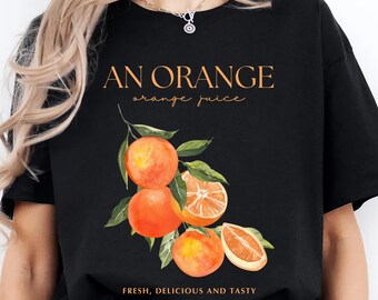 Fresh Orange Tee, Summer T-Shirt, Fruit Lover's Gift, Casual tee, Citrus Print, Cottagecore tee, Oranges Tee, Orange Gift, Summer Aesthetic