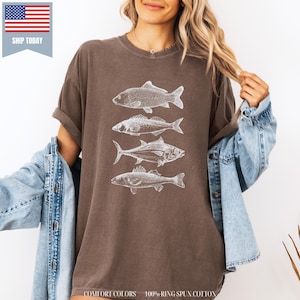Fish Tattoo Style Vintage 90s Tshirt, Retro Comfort Colors® Y2k Fisher Shirt, Fish Shirt For Men, Bass Lovers, Fisher Gifts, Ocean Shirt