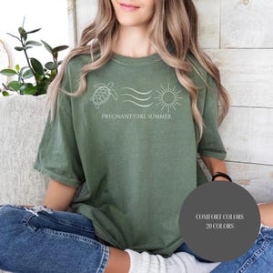 Comfort Colors® Pregnant Girl Summer Shirt, Beach Pregnancy Announcement T-shirt, Pregnancy Reveal Tee, Baby Shower Gift, Mom Shirt