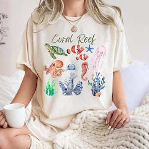 Comfort Colors® Coral Reef Shirt Vintage-Style, Ocean Conservation Tee, Sea Theme Shirt, Sea Life Shirt, Coral Reef Birthday, Beach Bum