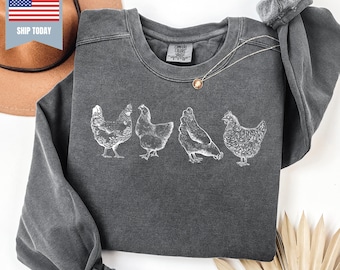Chicken Comfort Color Sweatshirt, Thanksgiving Sweatshirt, Christmas Sweatshirt, Gifts for mom, Holiday Sweatshirt, trending now
