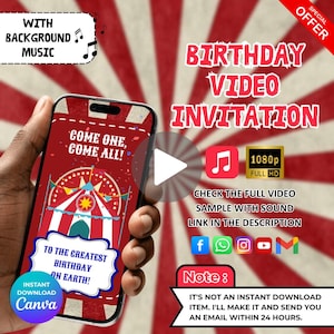 Birthday Invitation Circus Animated Invitations Circus Carnival Party Birthday Invite, Carnival Theme Birthday Video Invitation