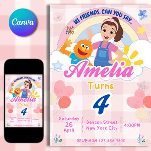 Birthday Invitation Miss Rachel Party Invitation Editable Girls Cartoon Theme Invite for Birthday Instant Download Rachel Birthday Evite